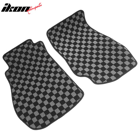 Fits 03-09 Nissan 350Z Floor Mats Non-Slip Carpets Checkered Black Gray Plaid