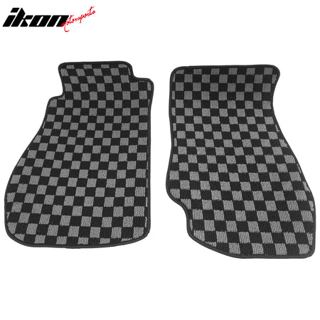 Fits 03-09 Nissan 350Z Floor Mats Non-Slip Carpets Checkered Black Gray Plaid