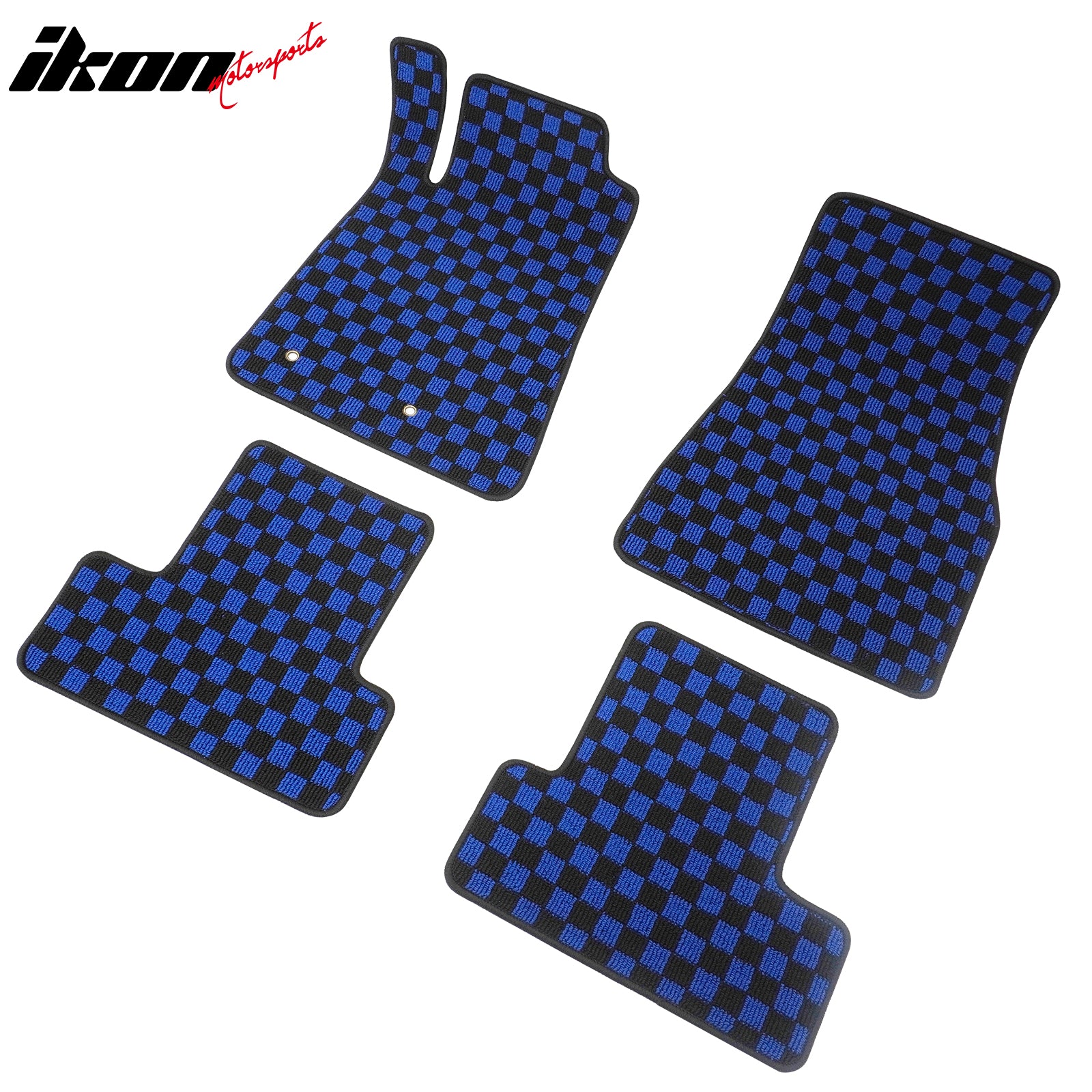 Fits 05-09 Ford Mustang Anti-slip Floor Mats Checkered Carpets Black Blue Plaid