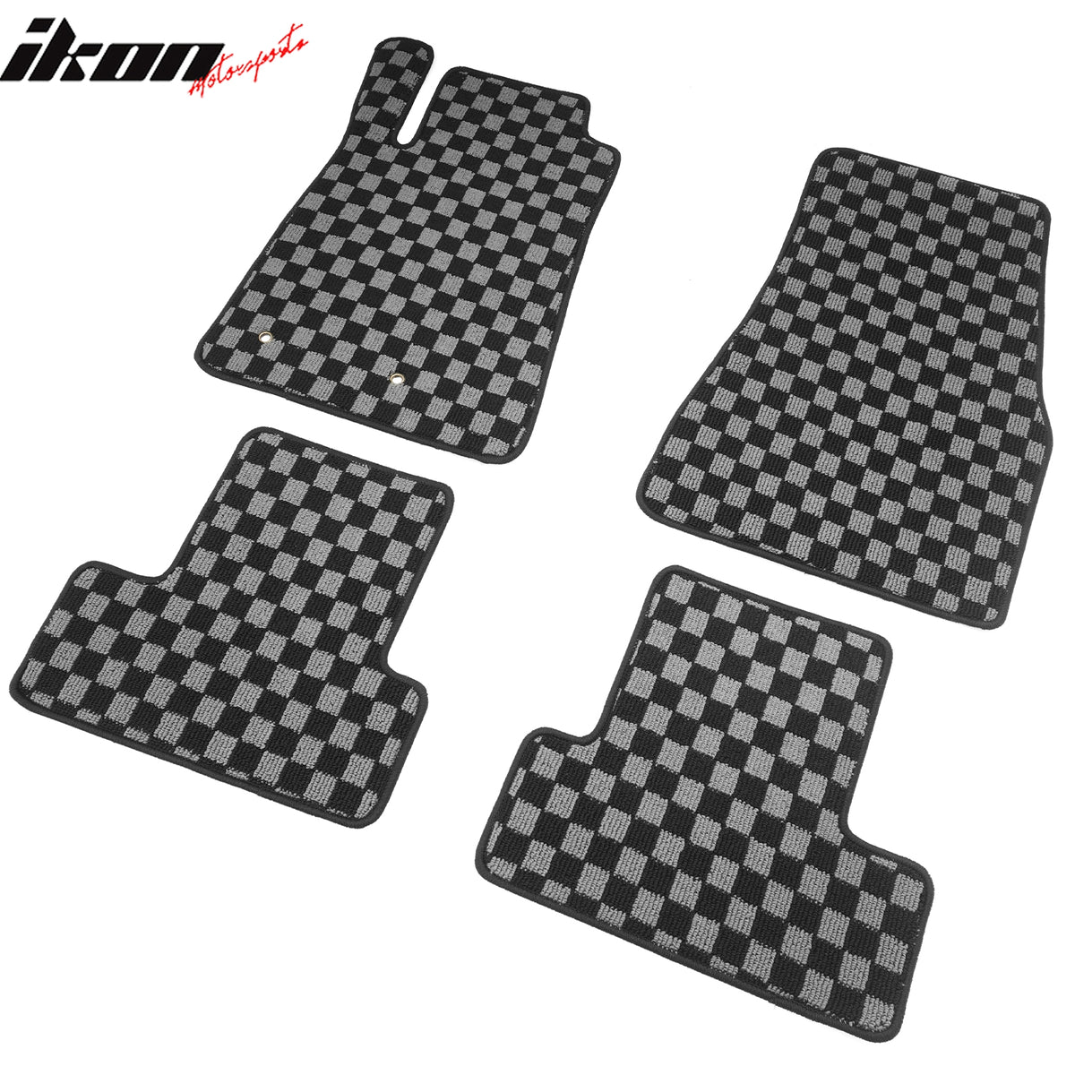 Fits 05-09 Ford Mustang Floor Mats Non-Slip Carpets Checkered Black Gray Plaid
