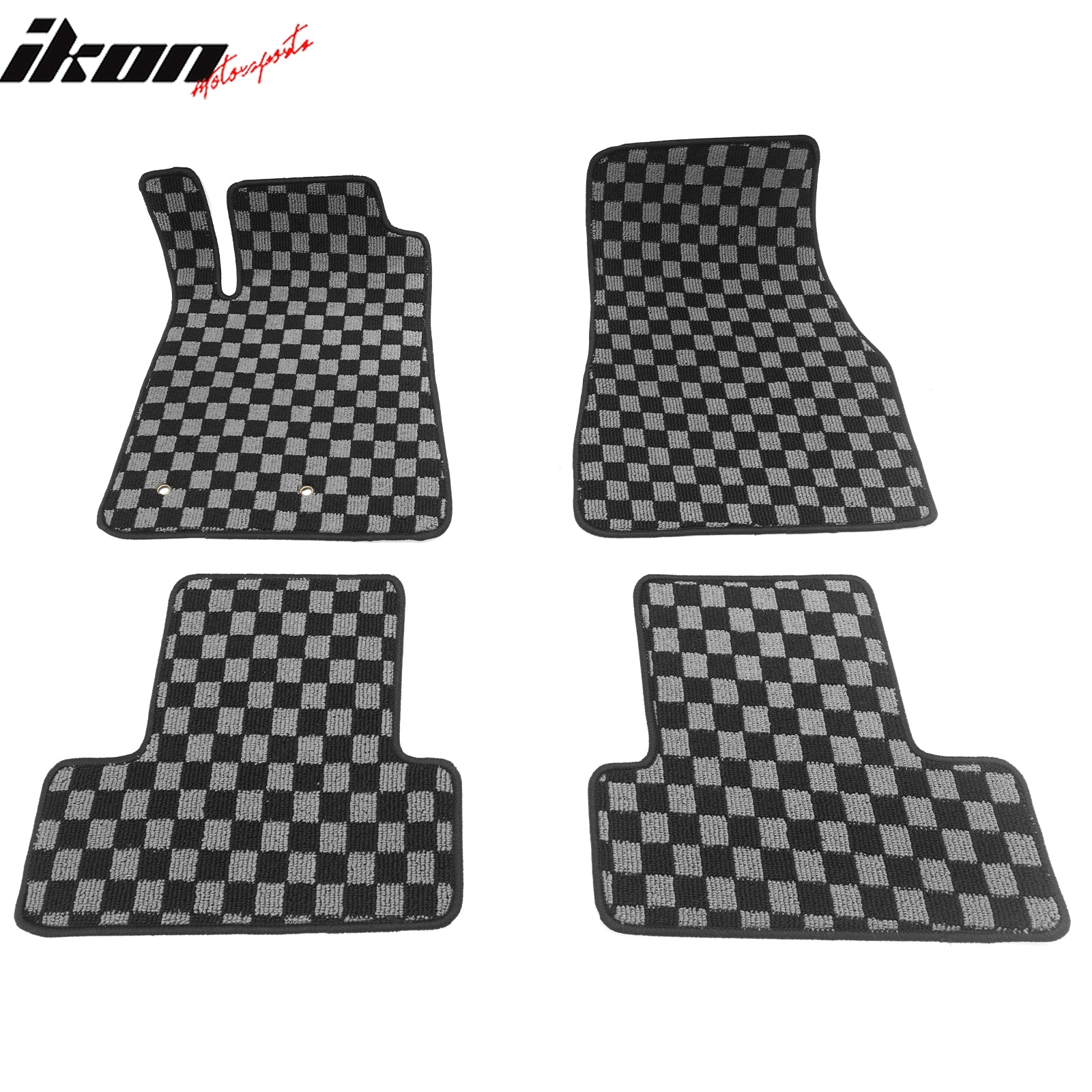 Fits 05-09 Ford Mustang Floor Mats Non-Slip Carpets Checkered Black Gray Plaid