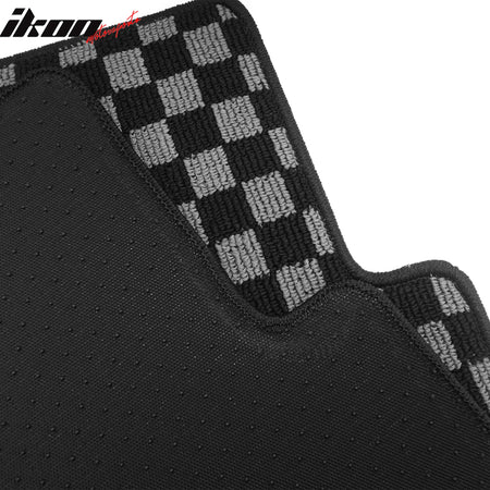 Fits 05-09 Ford Mustang Floor Mats Non-Slip Carpets Checkered Black Gray Plaid
