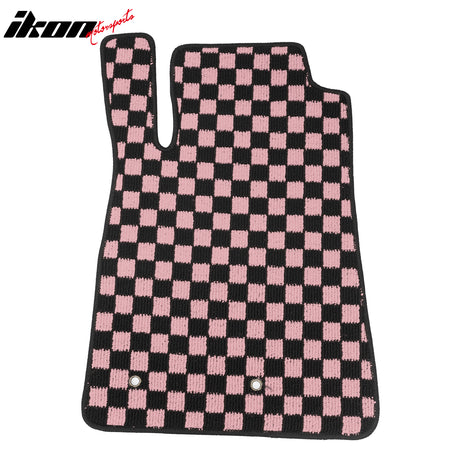 Fits 05-09 Ford Mustang Anti-slip Floor Mats Checkered Carpets Black Pink Plaid