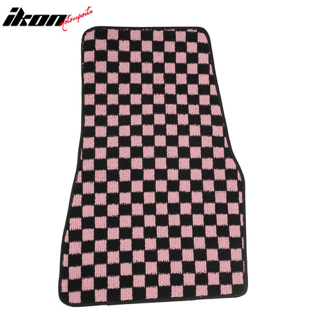 Fits 05-09 Ford Mustang Anti-slip Floor Mats Checkered Carpets Black Pink Plaid