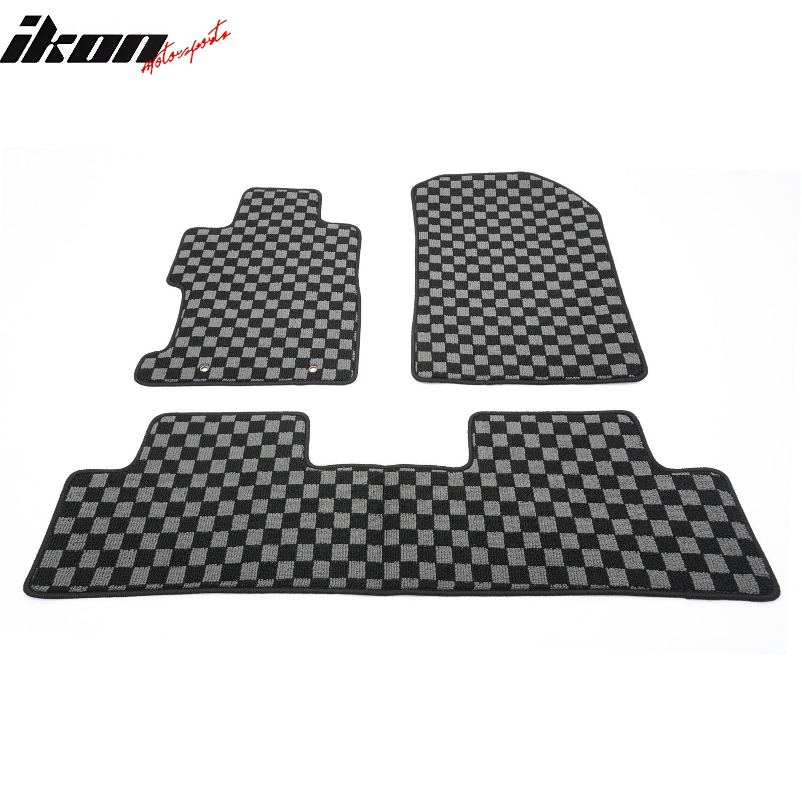 For 06-11 Honda Civic Auto Floor Mats Non-Slip Carpet Checkered Black Gray Plaid