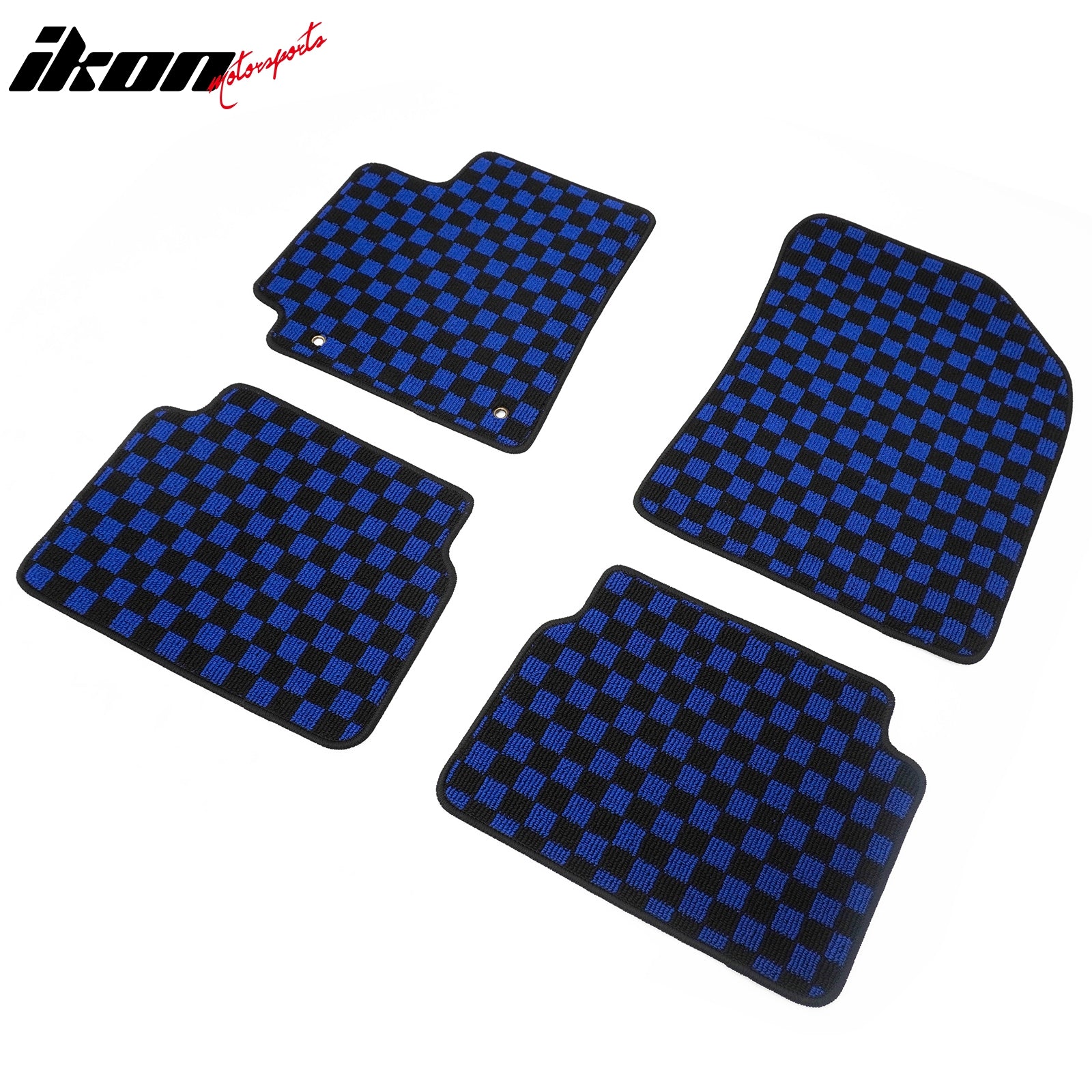 Fits 09-13 Toyota Corolla Anti-slip Floor Mats Checkered Carpet Black Blue Plaid