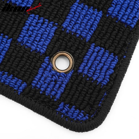 Fits 09-13 Toyota Corolla Anti-slip Floor Mats Checkered Carpet Black Blue Plaid