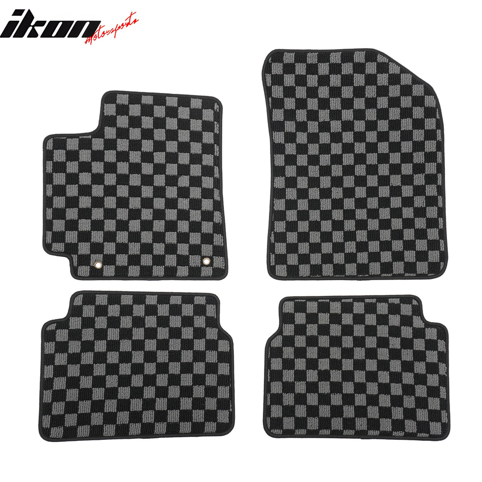 2009-2013 Toyota Corolla Floor Mats Black Gray Plaid Polypropylene