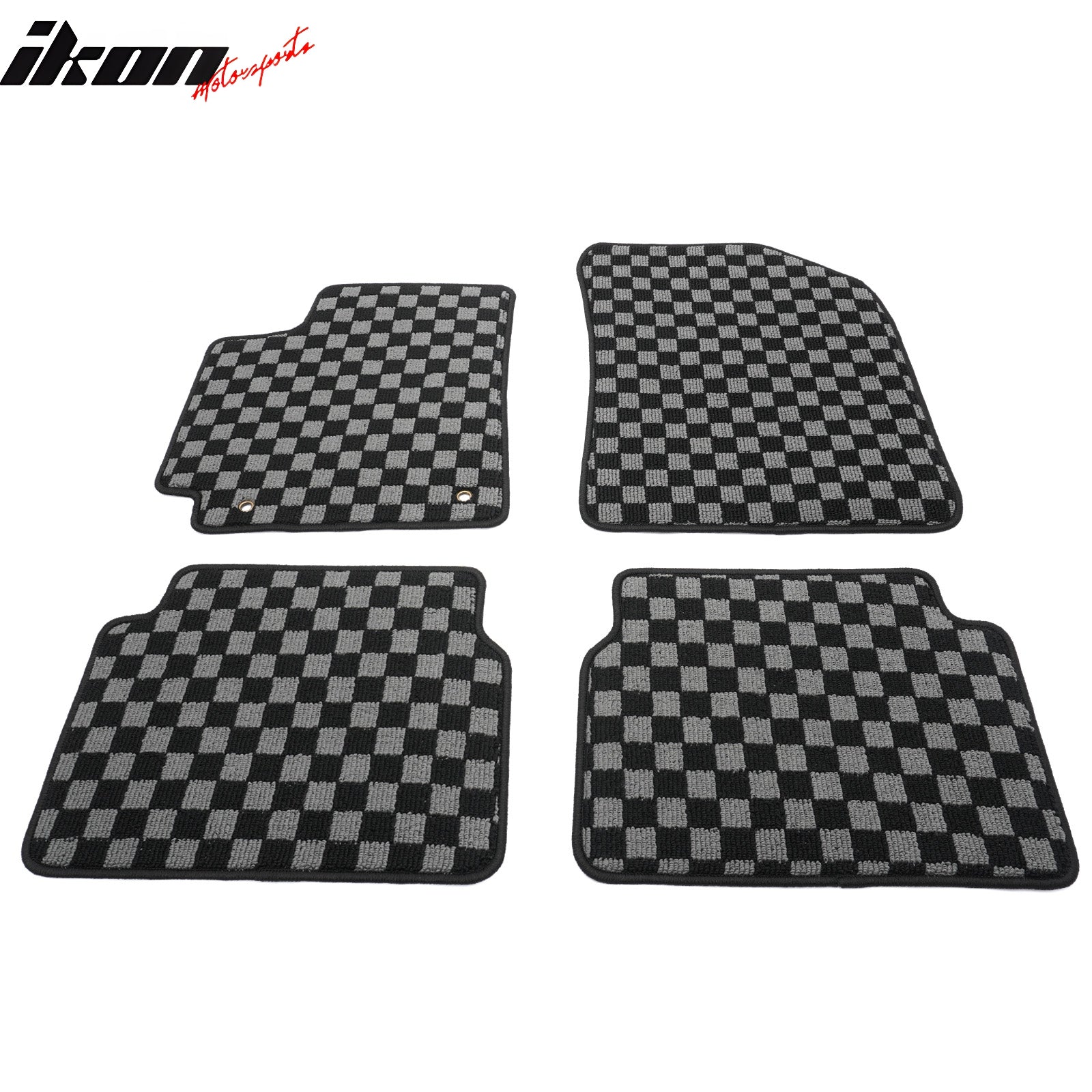 Fits 09-13 Toyota Corolla Floor Mats Non-Slip Carpet Checkered Black Gray Plaid