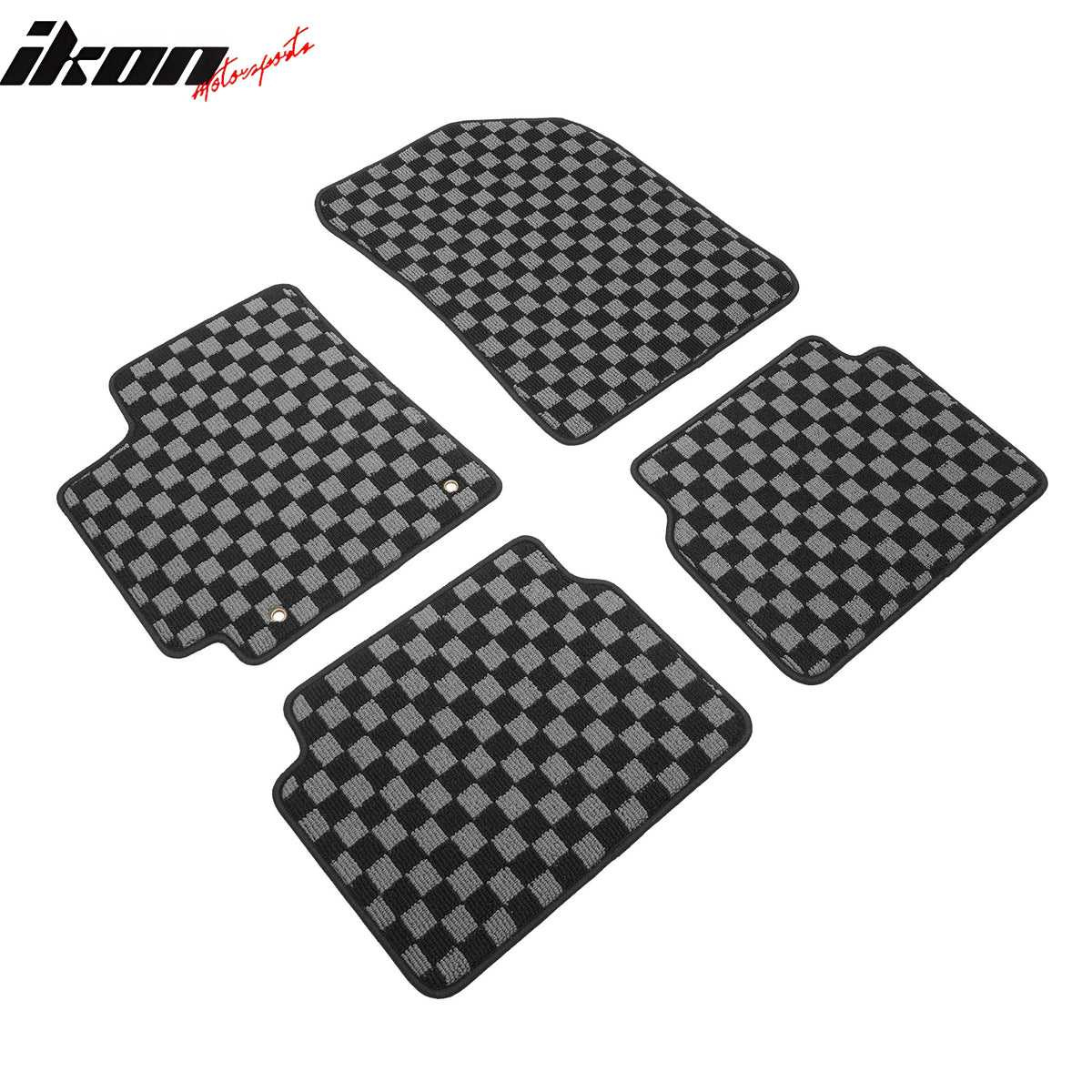 Fits 09-13 Toyota Corolla Floor Mats Non-Slip Carpet Checkered Black Gray Plaid