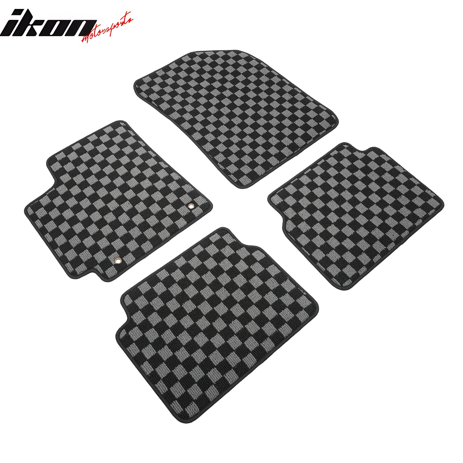 Fits 09-13 Toyota Corolla Floor Mats Non-Slip Carpet Checkered Black Gray Plaid