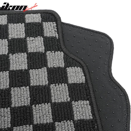 Fits 09-13 Toyota Corolla Floor Mats Non-Slip Carpet Checkered Black Gray Plaid