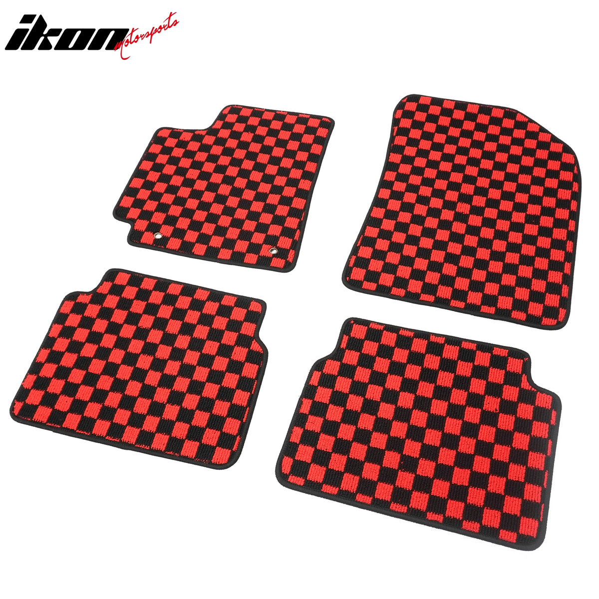 Fits 09-13 Toyota Corolla Anti-slip Floor Mats Checkered Carpets Black Red Plaid