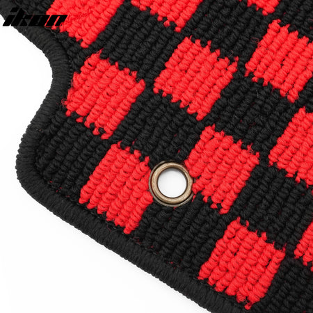 Fits 09-13 Toyota Corolla Anti-slip Floor Mats Checkered Carpets Black Red Plaid