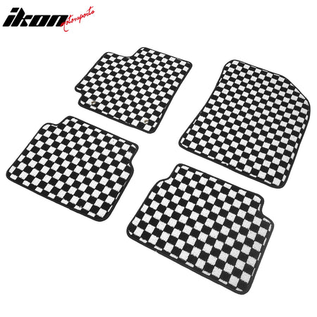 Fits 09-13 Toyota Corolla Auto Floor Mats Checkered Carpets Black White Plaid