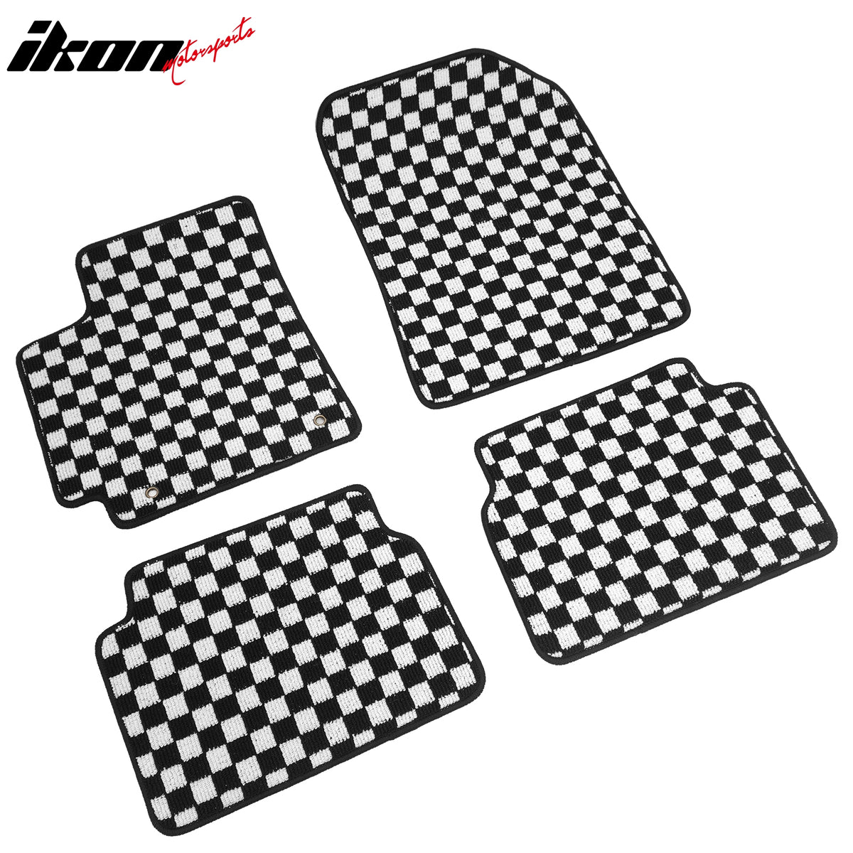 Fits 09-13 Toyota Corolla Auto Floor Mats Checkered Carpets Black White Plaid