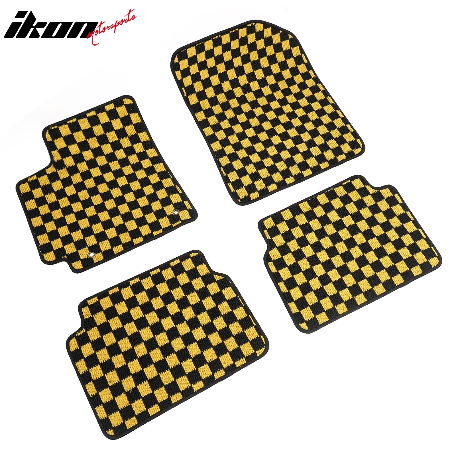 Fits 09-13 Toyota Corolla Auto Floor Mats Checkered Carpets Black Yellow Plaid