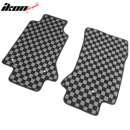 Fits 97-04 Chevy Corvette Floor Mats Non-Slip Carpets Checkered Black Gray Plaid