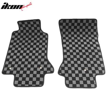 Fits 97-04 Chevy Corvette Floor Mats Non-Slip Carpets Checkered Black Gray Plaid