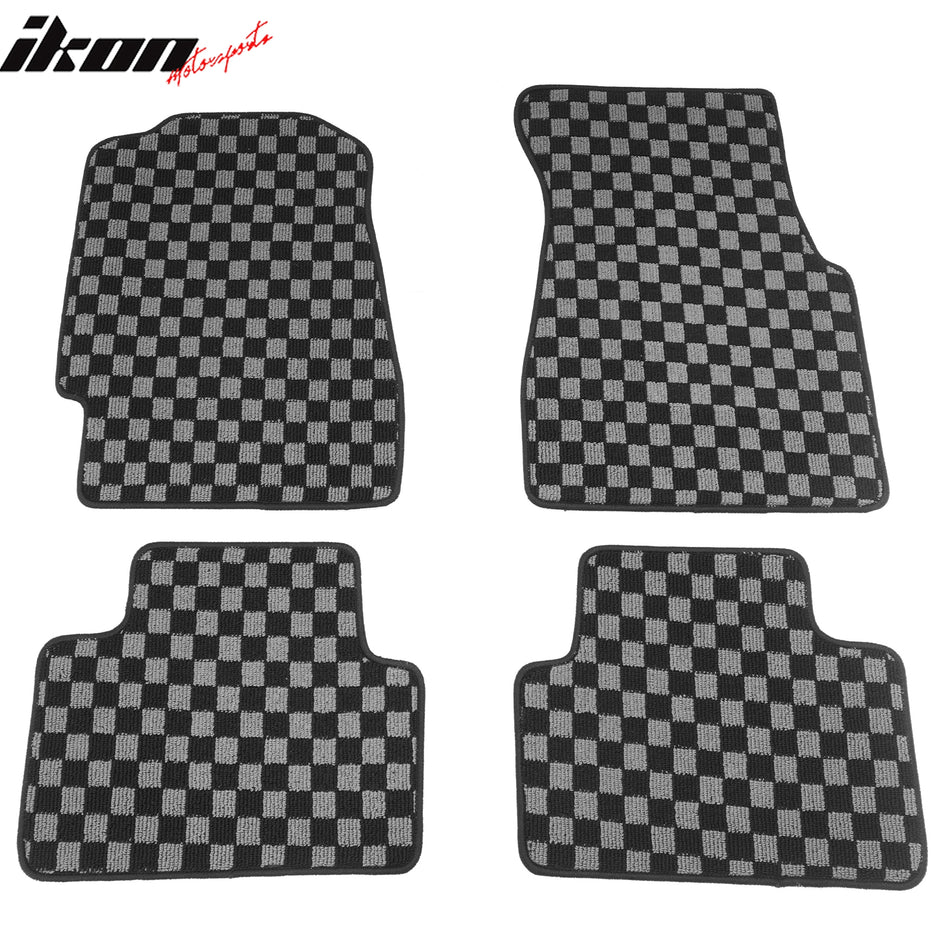 1992-1995 Honda Civic 2DR 3DR 4DR Floor Mats Carpet Black Gray Plaid Polypropylene