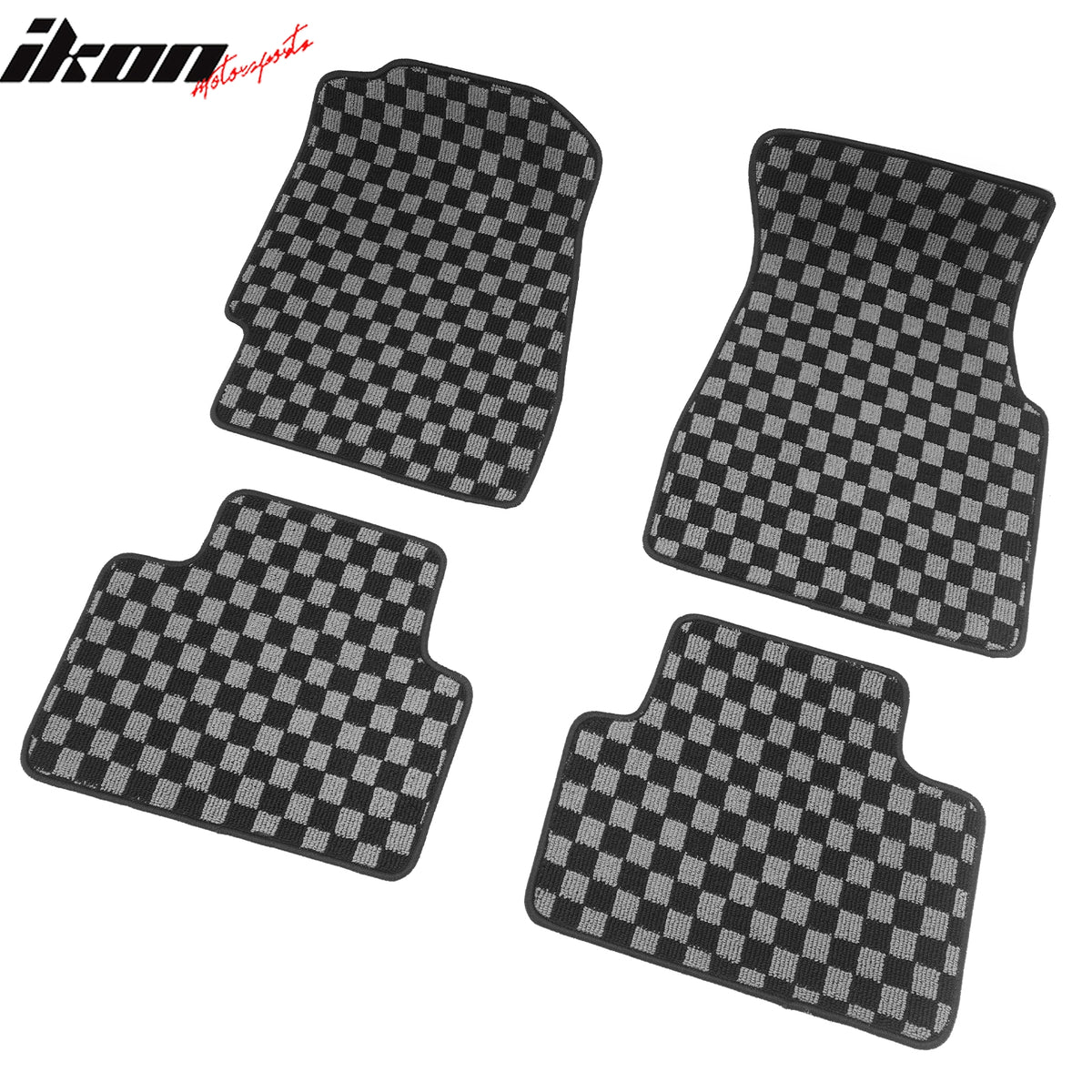 Fits 92-95 Honda Civic Floor Mats Non-Slip Carpets Checkered Black Gray Plaid