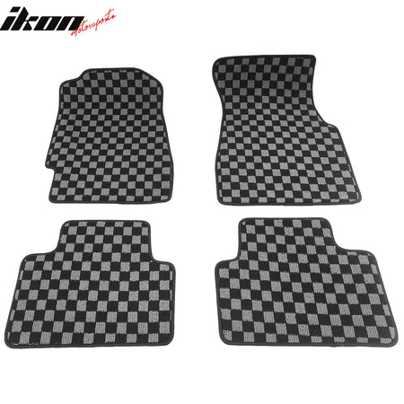Fits 92-95 Honda Civic Floor Mats Non-Slip Carpets Checkered Black Gray Plaid