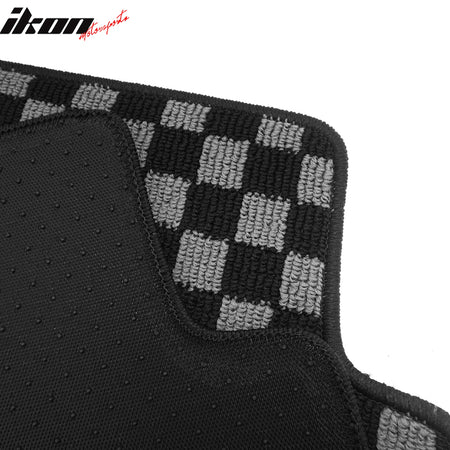 Fits 92-95 Honda Civic Floor Mats Non-Slip Carpets Checkered Black Gray Plaid