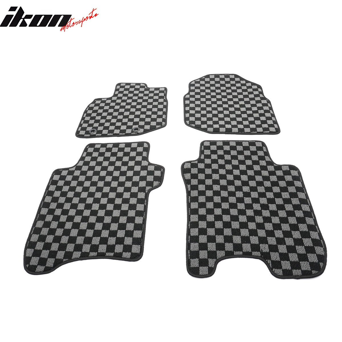 Fits 09-13 Honda Fit GK Floor Mats Non-Slip Carpets Checkered Black Gray Plaid