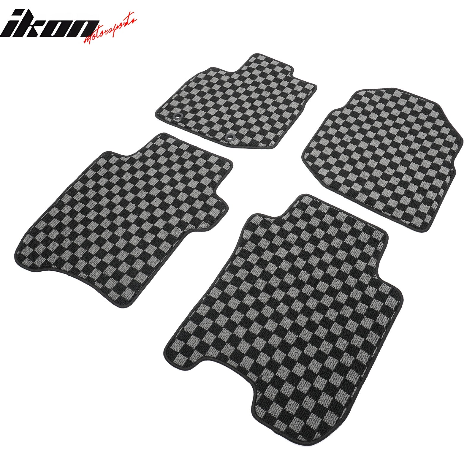 Fits 09-13 Honda Fit GK Floor Mats Non-Slip Carpets Checkered Black Gray Plaid