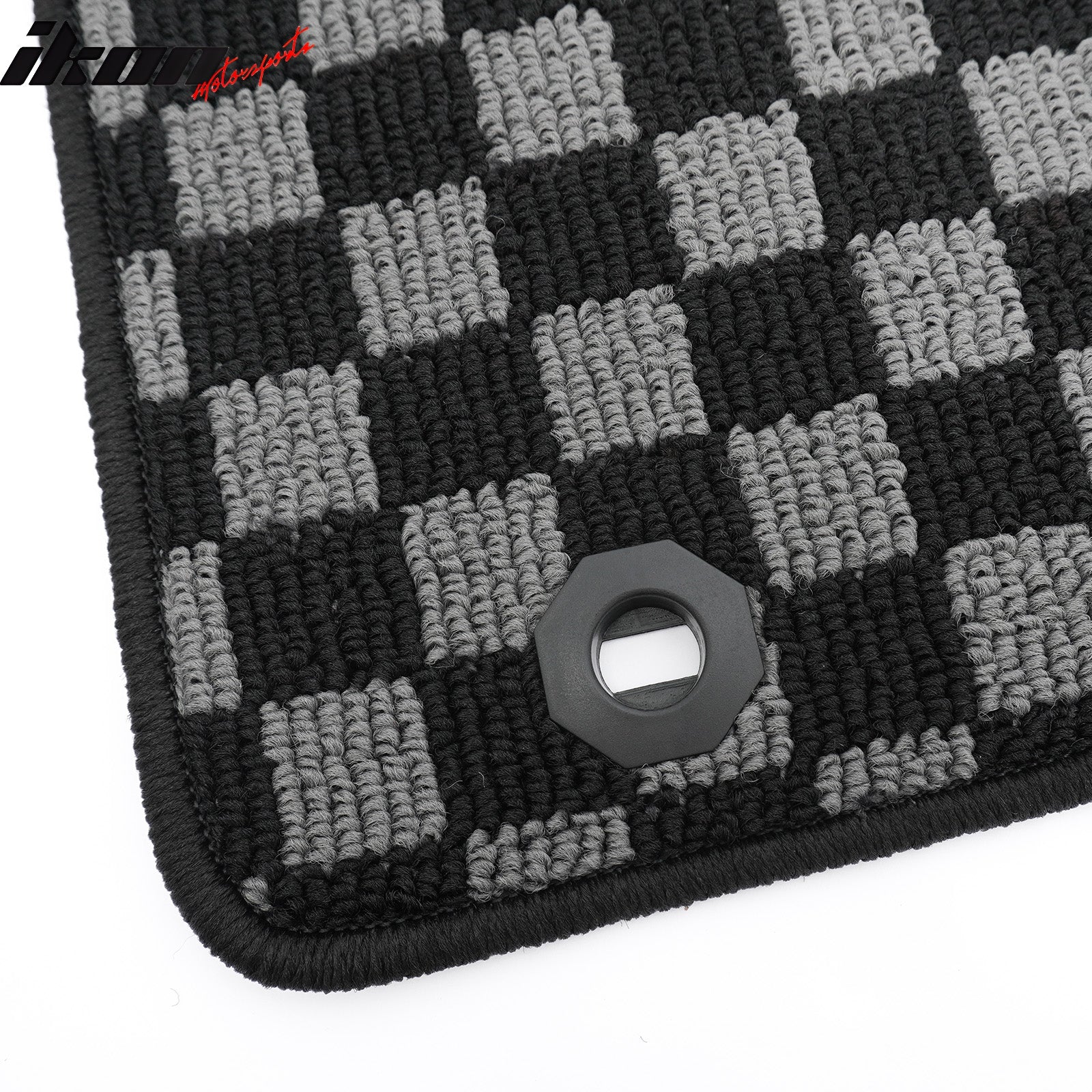 Fits 09-13 Honda Fit GK Floor Mats Non-Slip Carpets Checkered Black Gray Plaid
