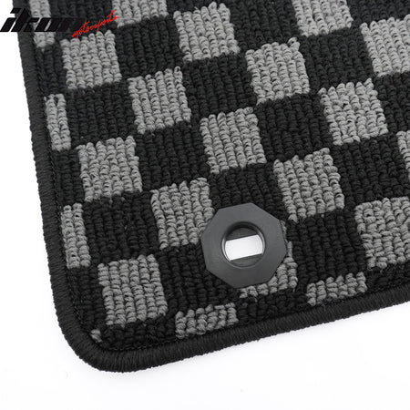 Fits 09-13 Honda Fit GK Floor Mats Non-Slip Carpets Checkered Black Gray Plaid