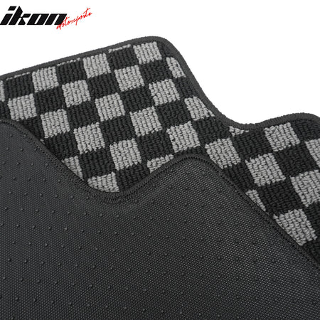 Fits 09-13 Honda Fit GK Floor Mats Non-Slip Carpets Checkered Black Gray Plaid