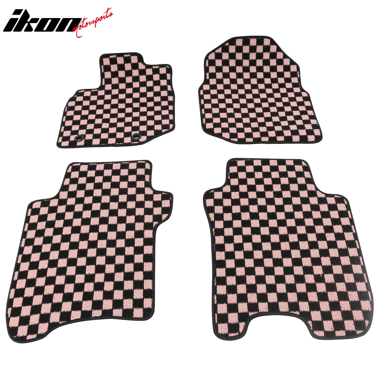 Fits 09-13 Honda Fit Car Anti-slip Floor Mats Checkered Carpets Black Pink Plaid