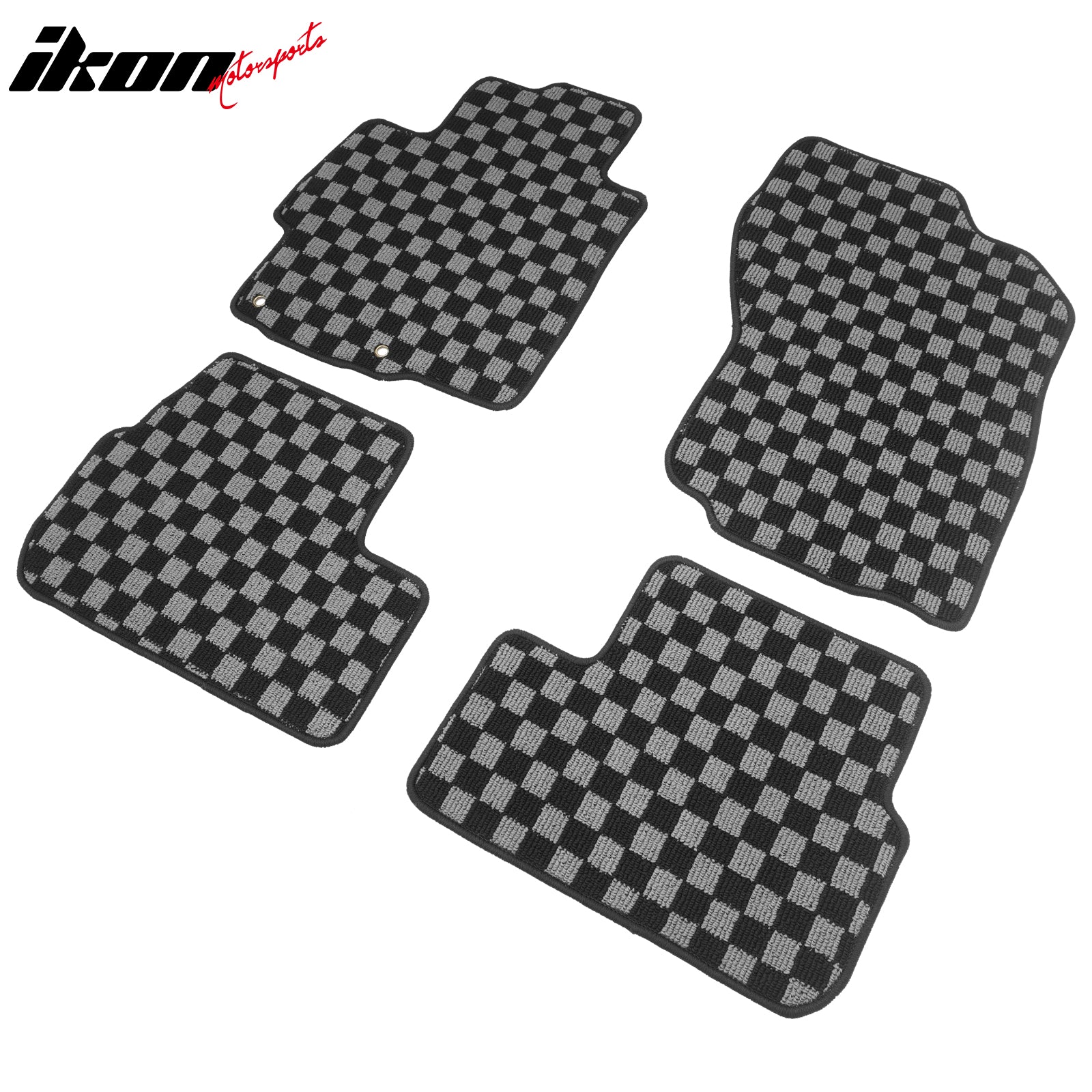 For 08-17 Mitsubishi Lancer Floor Mat Non-Slip Carpet Checkered Black Gray Plaid