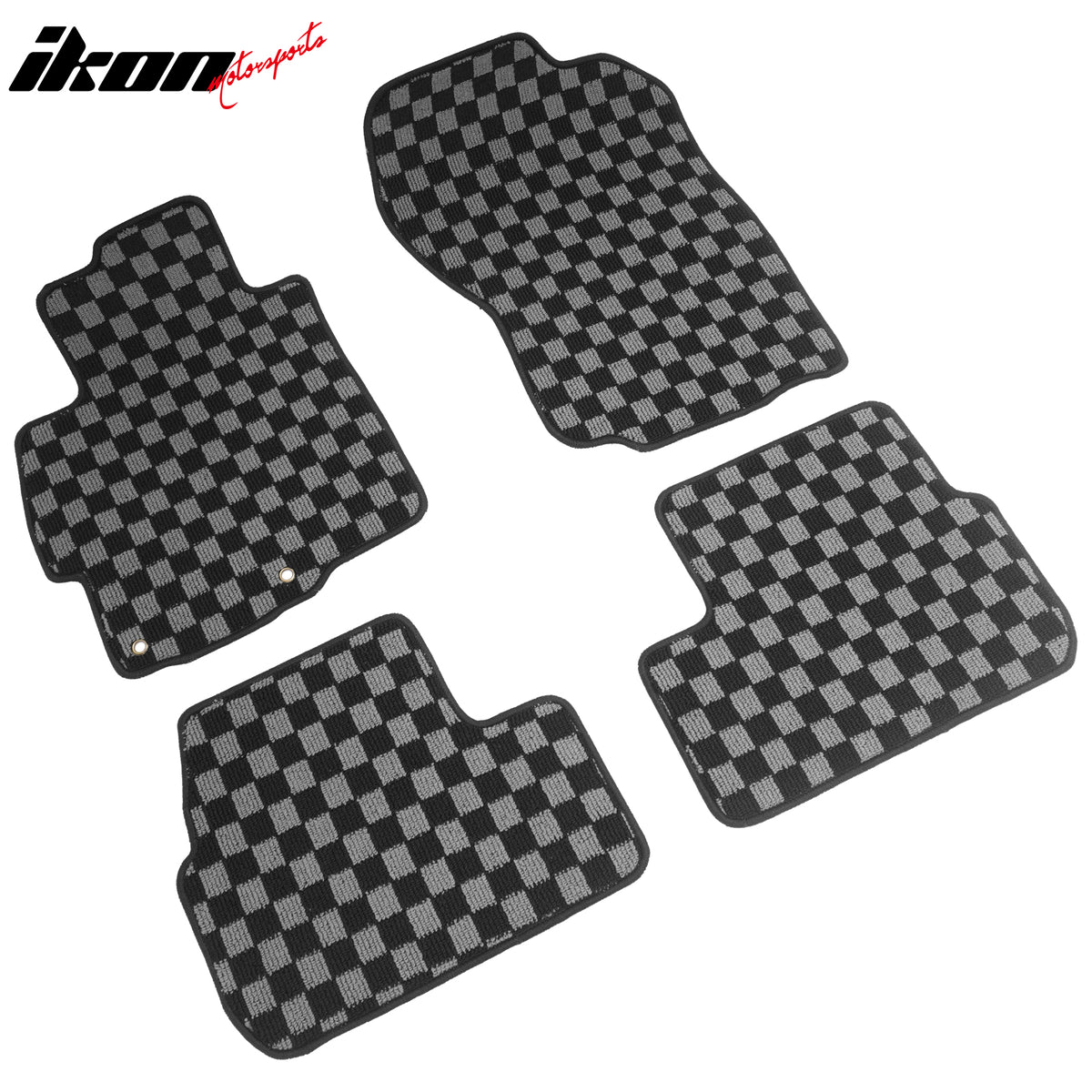 For 08-17 Mitsubishi Lancer Floor Mat Non-Slip Carpet Checkered Black Gray Plaid