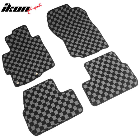 For 08-17 Mitsubishi Lancer Floor Mat Non-Slip Carpet Checkered Black Gray Plaid