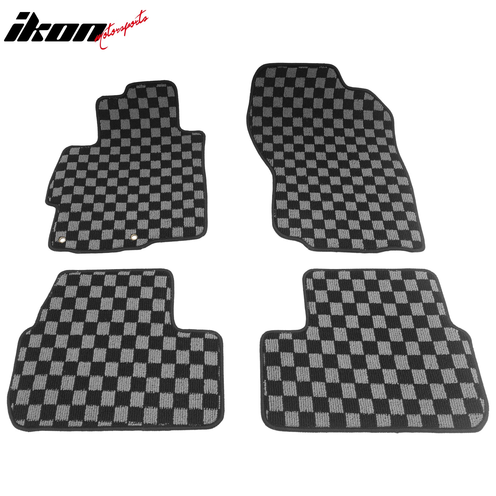 For 08-17 Mitsubishi Lancer Floor Mat Non-Slip Carpet Checkered Black Gray Plaid