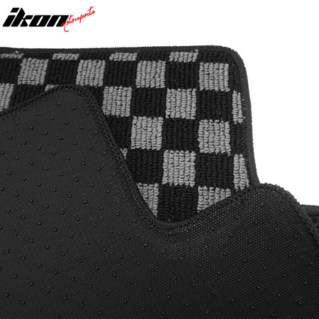For 08-17 Mitsubishi Lancer Floor Mat Non-Slip Carpet Checkered Black Gray Plaid