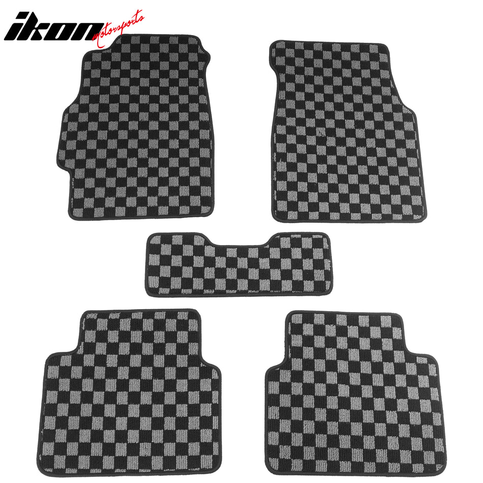 1994-2001 Acura Integra DC Floor Mats Carpet Black Gray Plaid Polypropylene