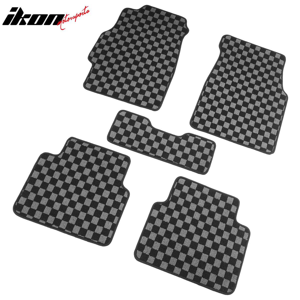 For 94-01 Acura Integra DC Floor Mats Non-Slip Carpet Checkered Black Gray Plaid