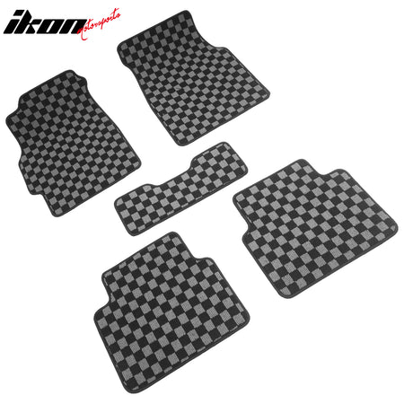 For 94-01 Acura Integra DC Floor Mats Non-Slip Carpet Checkered Black Gray Plaid