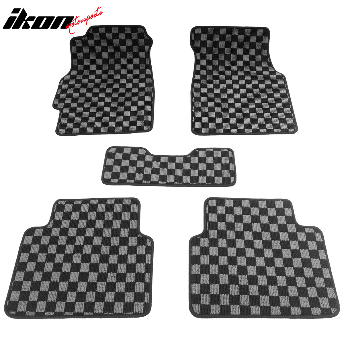 For 94-01 Acura Integra DC Floor Mats Non-Slip Carpet Checkered Black Gray Plaid