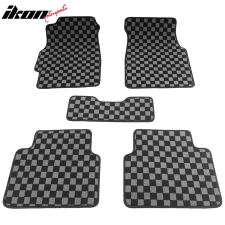 For 94-01 Acura Integra DC Floor Mats Non-Slip Carpet Checkered Black Gray Plaid