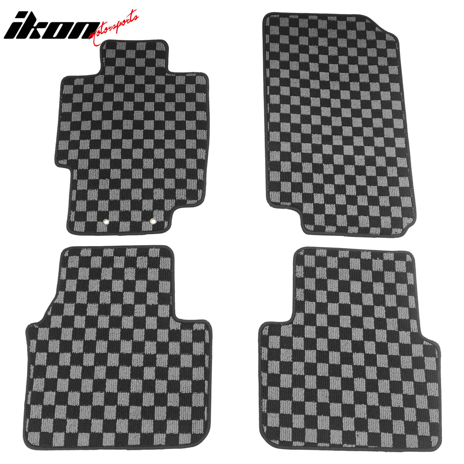2004-2008 Acura TL Floor Mats Carpet Black Gray Plaid Polypropylene