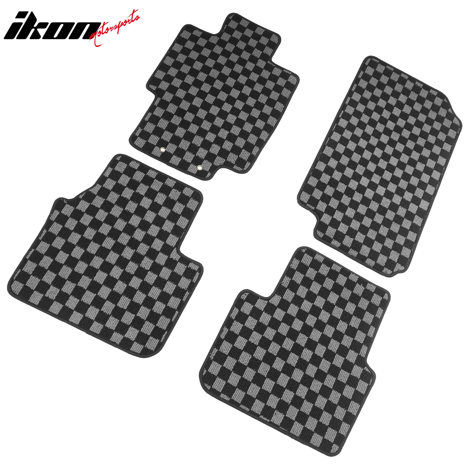 Fits 04-08 Acura TL 4DR Floor Mats Non-Slip Carpets Checkered Black Gray Plaid