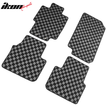 Fits 04-08 Acura TL 4DR Floor Mats Non-Slip Carpets Checkered Black Gray Plaid