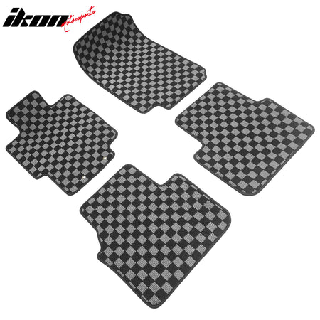 Fits 04-08 Acura TL 4DR Floor Mats Non-Slip Carpets Checkered Black Gray Plaid