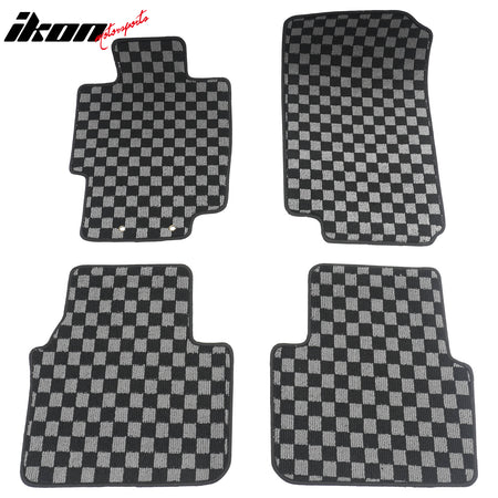 Fits 04-08 Acura TL 4DR Floor Mats Non-Slip Carpets Checkered Black Gray Plaid