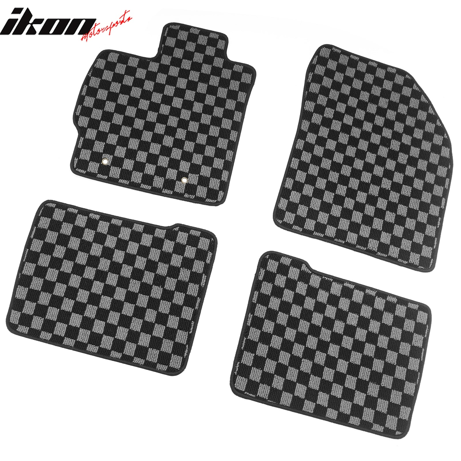 Fits 10-11 Toyota Prius Floor Mats Non-Slip Carpets Checkered Black Gray Plaid