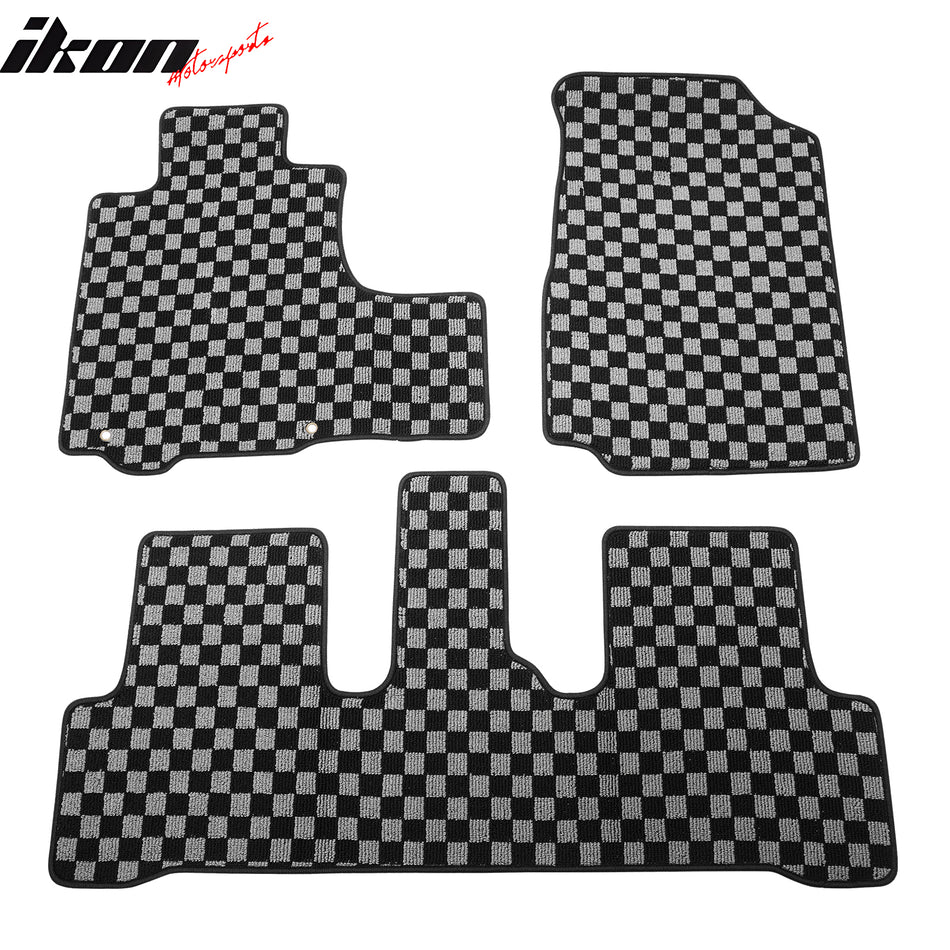 2007-2011 Honda CR-V Floor Mats Carpet Black Gray Plaid Polypropylene